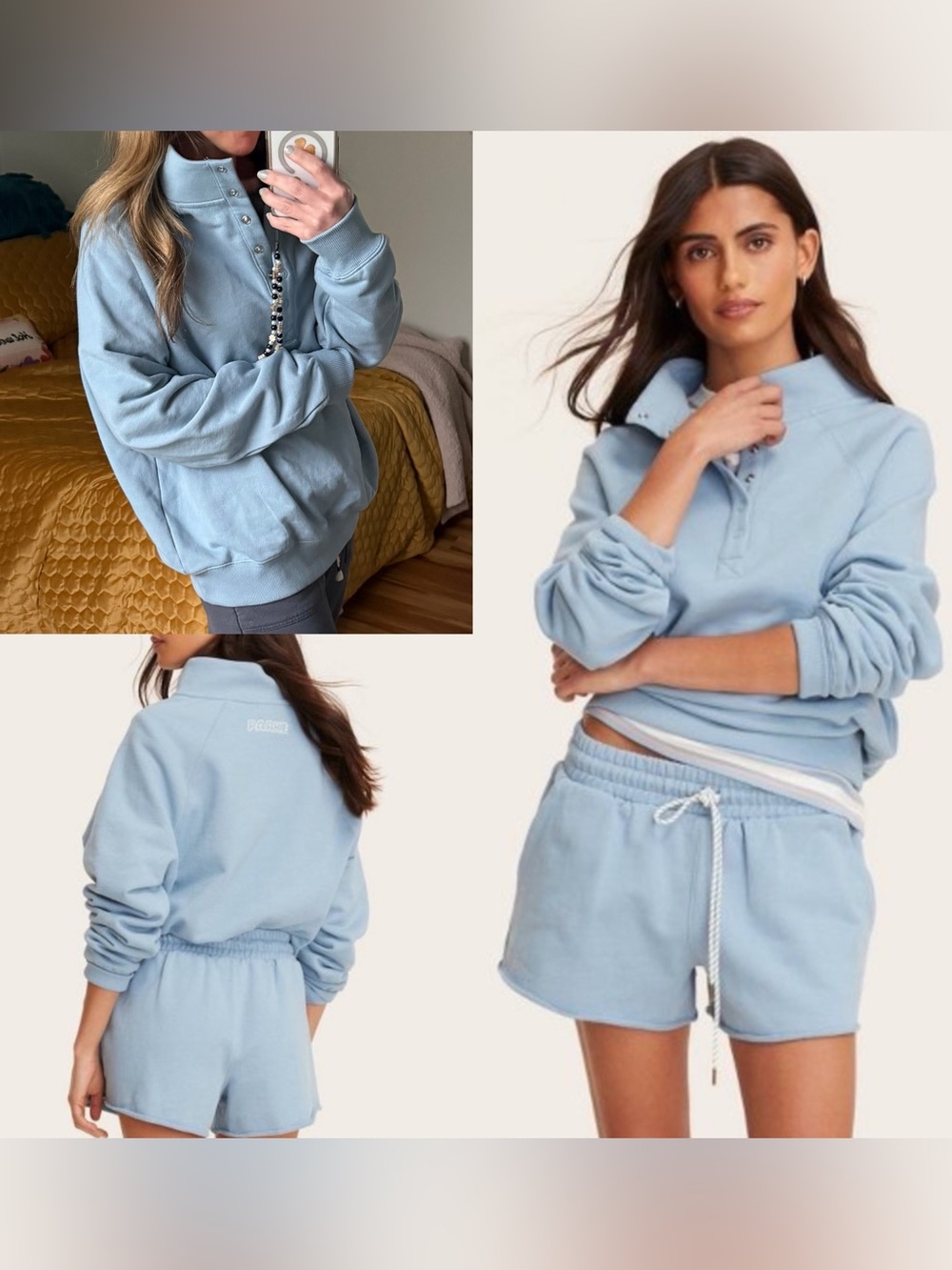 NWT Parke x Target Women's Snap Mockneck Popover Sweatshirt Light Blue